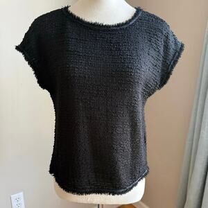 NWT Max Studio Black Textured Knit Short Sleeve Sweater Size Small